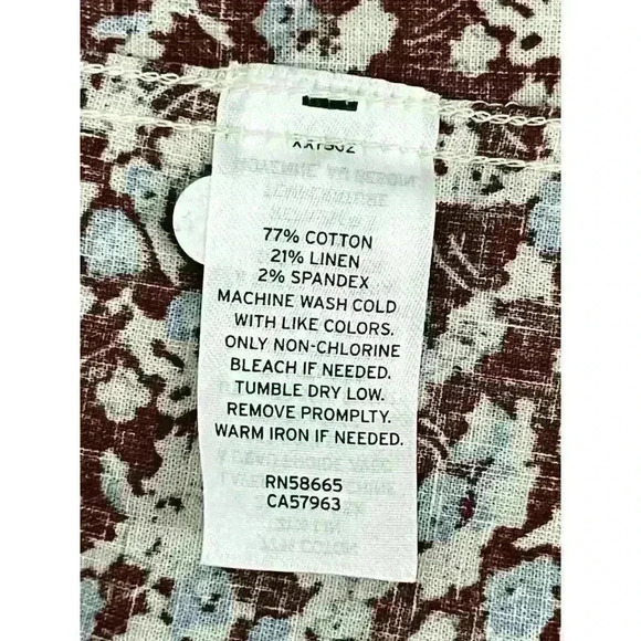 Nordstrom Mns Sz L Floral Trim Fit Button Down Shirt Brown Linen Stretch Fun NWT - Picture 16 of 16